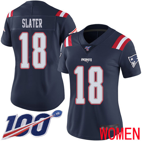 New England Patriots Football #18 100th Season Limited Navy Blue Women Matthew Slater NFL Jersey